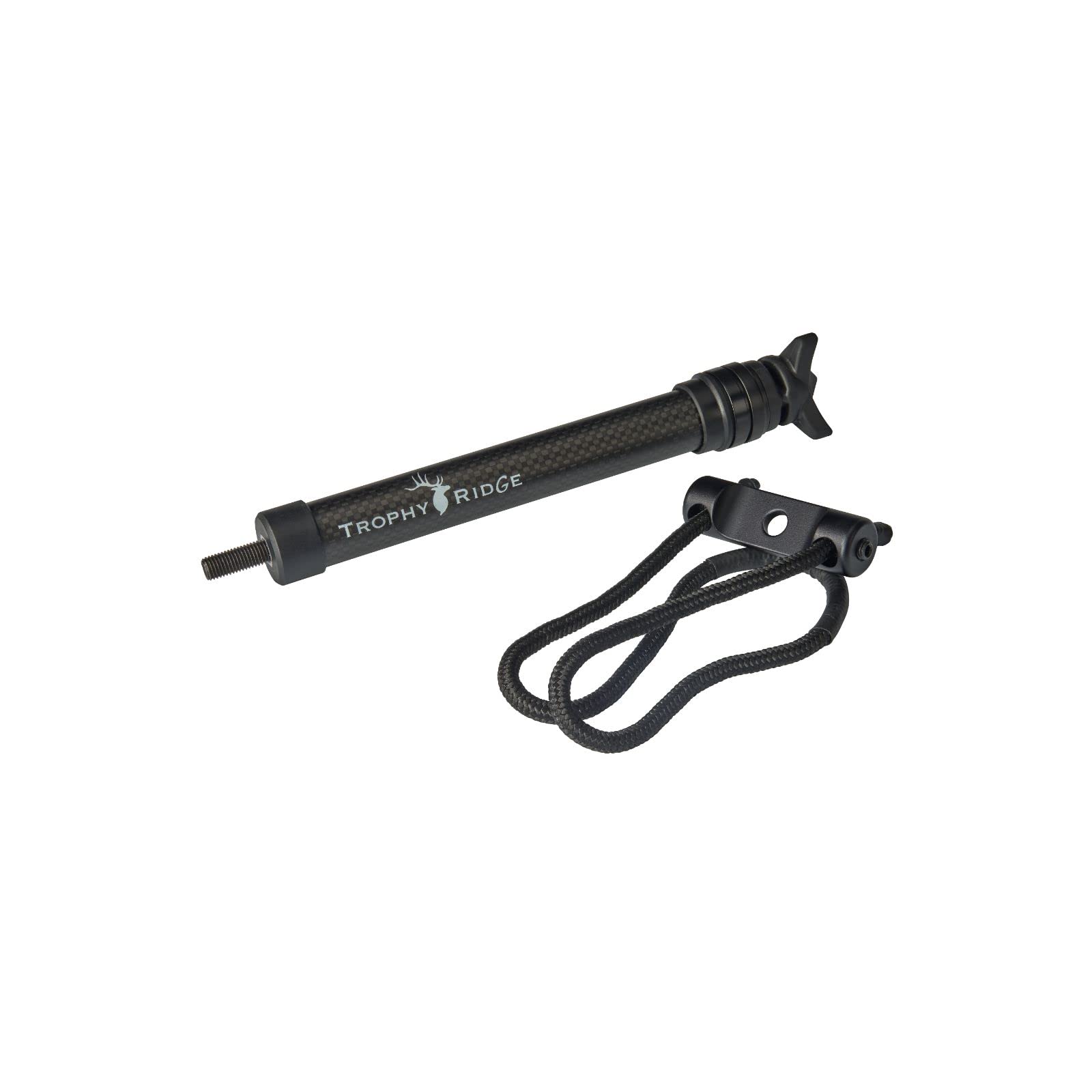 Trophy Ridge Shock Stop Archery Bow Stabilizer - 8" Carbon Fiber Bar, Innovative Dampening Technology, Includes 2 Removable 1oz Weights, Wrist Strap, and Mounting Bar