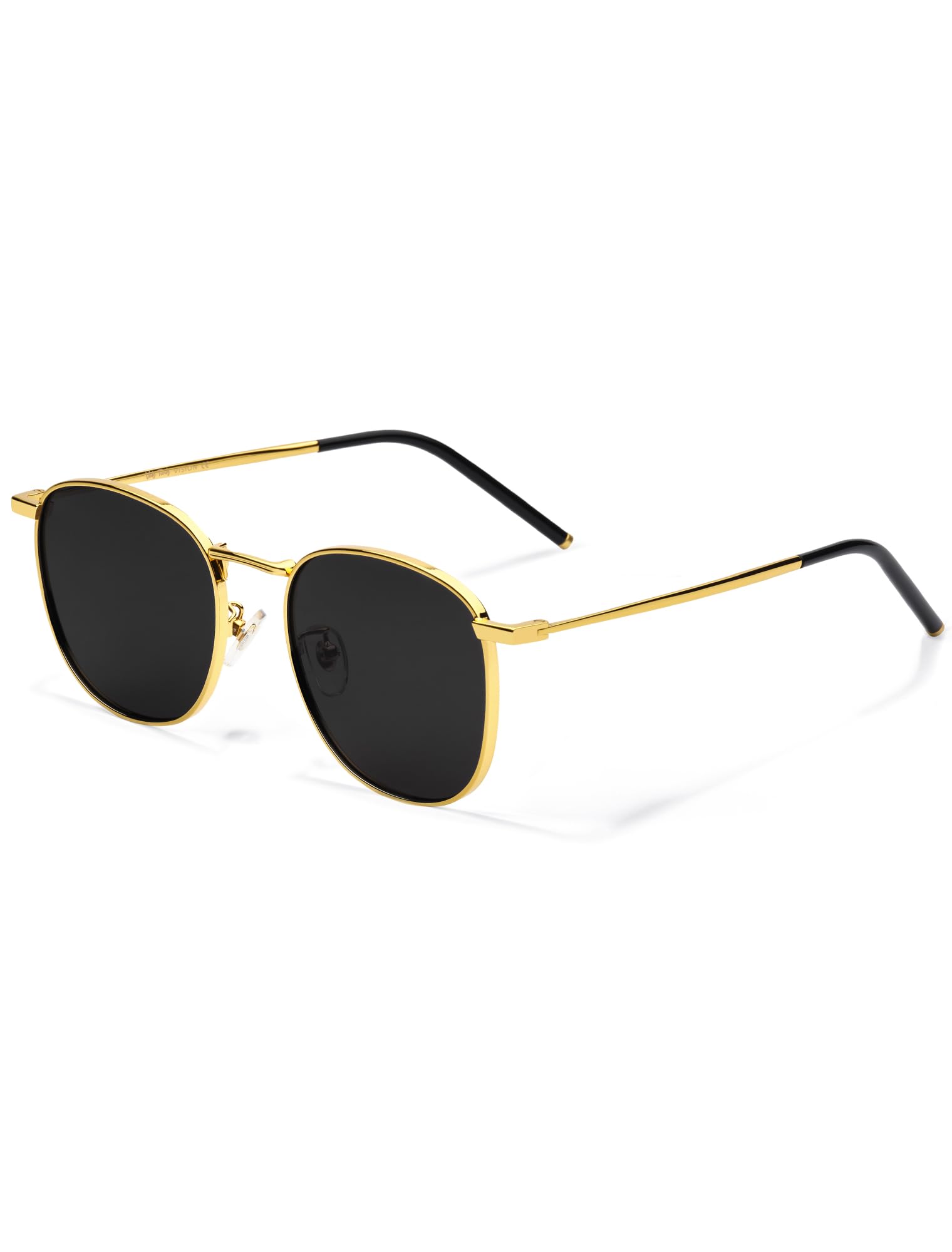 Veda Tinda Vision Sunglasses Women and Men Trendy Retro Square Black TAC Gold Frame Polarized UV400 Protection C09S01