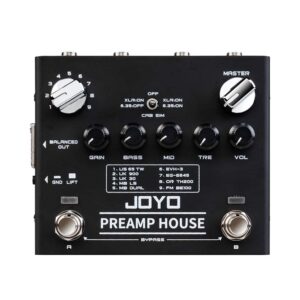 JOYO R-15 Dual Channel Preamp Cabinet Simulation Effect Pedal Bundle with DC 9V Pedal Power Supply (800mA -1A) AC Adapter