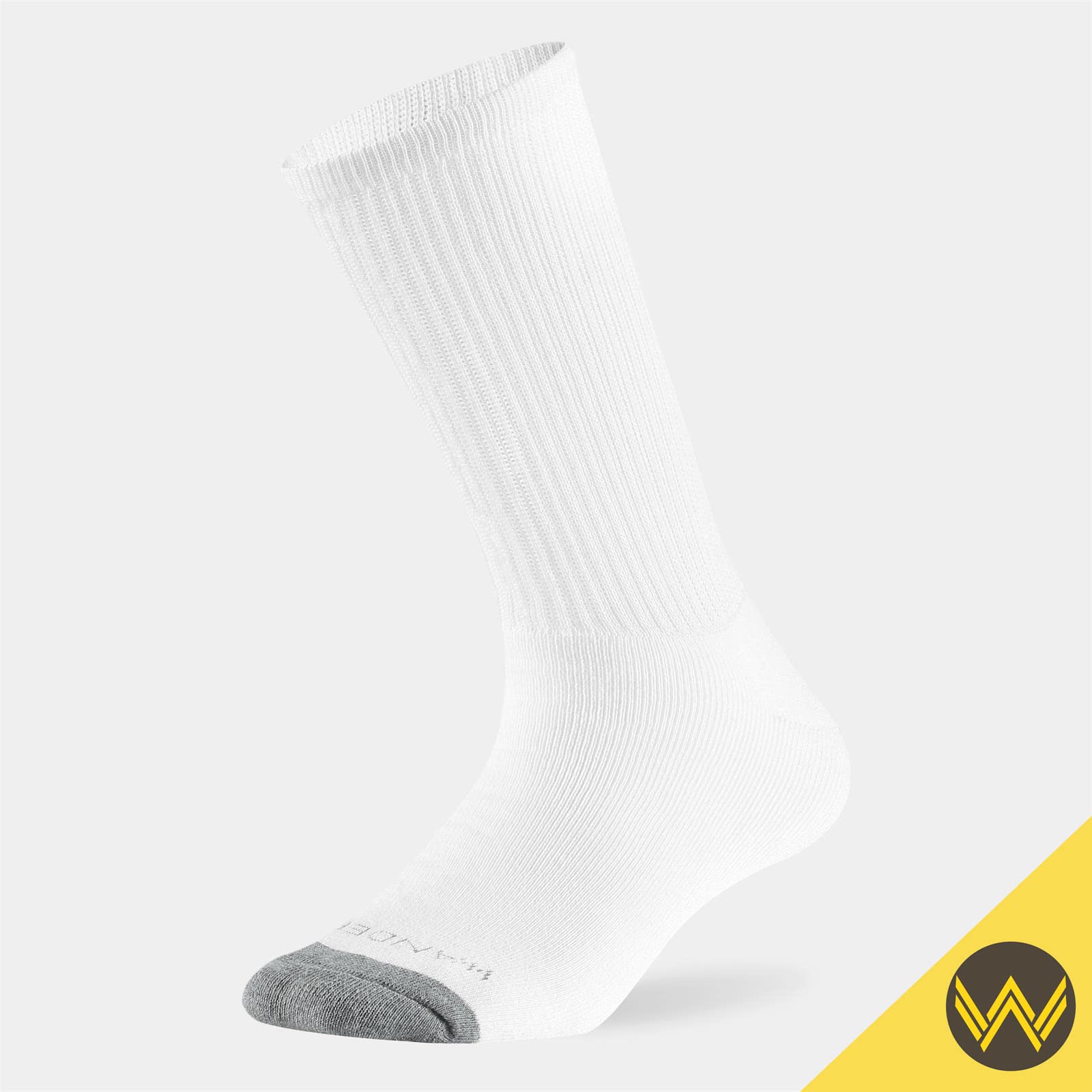 WANDER Men's Cushion Crew Socks 3-Pack Running Socks Men Cotton Athletic Sport Work Shoes White 6-8