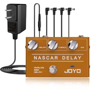 joyo r-10 analog delay effect pedal bundle with dc 9v pedal power supply (800ma -1a) ac adapter