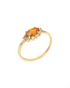 yotreasure healing crystal citrine & white topaz 10kt yellow gold evil eye ring