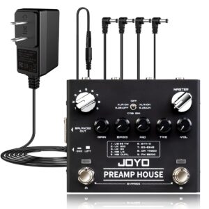 joyo r-15 dual channel preamp cabinet simulation effect pedal bundle with dc 9v pedal power supply (800ma -1a) ac adapter