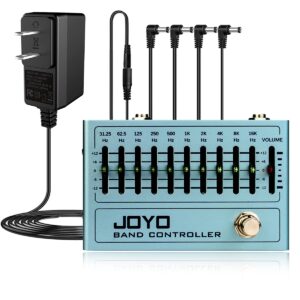 JOYO R-12 EQ 10-Band Equalizer Pedal Bundle with DC 9V Pedal Power Supply (800mA -1A) AC Adapter