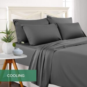 SONORO KATE Bed Sheets 6 Piece Set,Super Soft Breathable& Cooling,Deep Pockets 16",Soft,Machine Washable(Dark Grey,King)