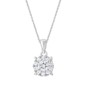 beyond brilliance 0.50 carat diamond, sterling silver prong set round cut lab-grown diamond cluster pendant with chain necklace fine jewelry for women, gift box included