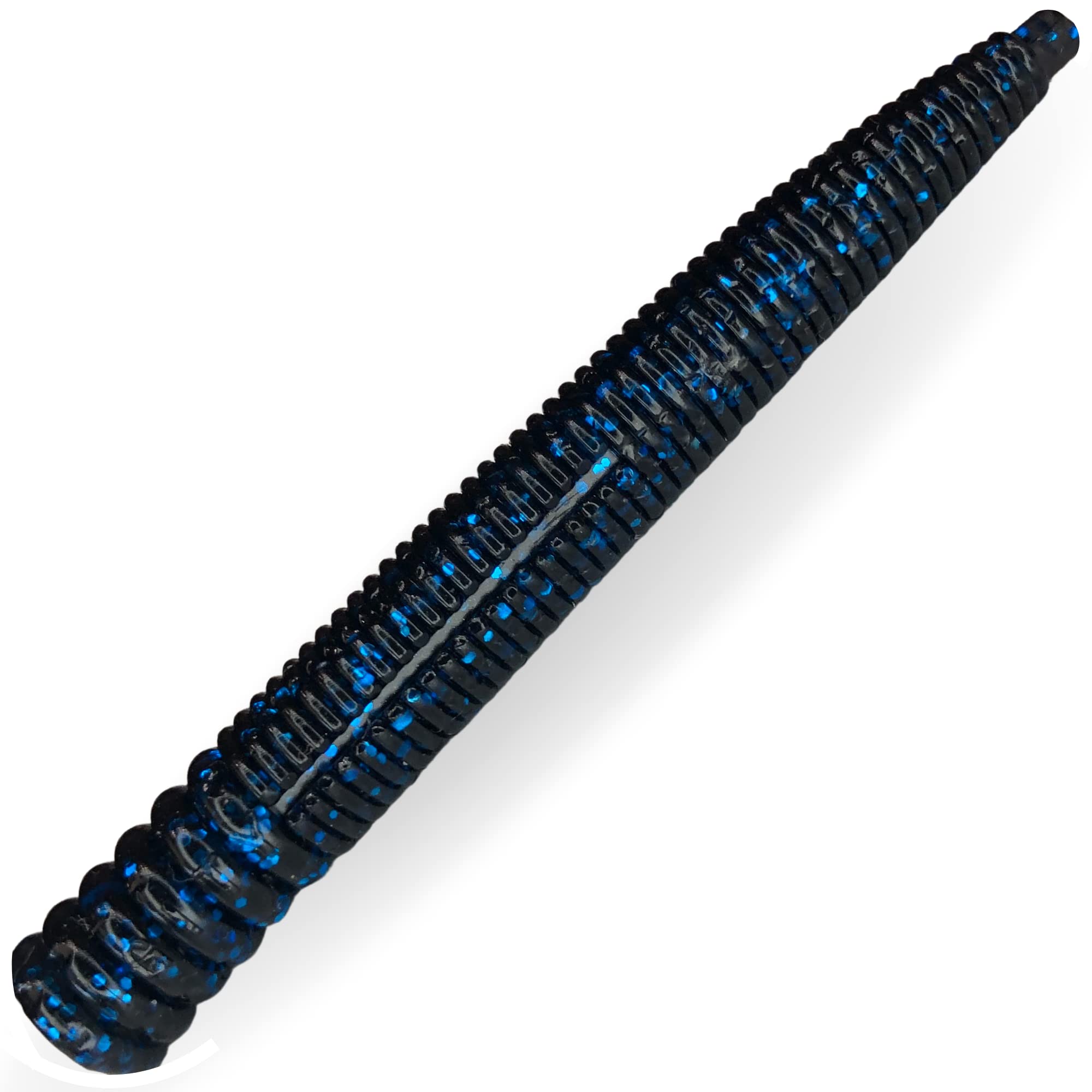 JIGITY - Ned Rig Baits | 10 Pack Uncle Ned 3" Soft Plastic Worms | Finesse Style Bait Largemouth Smallmouth Multispecies Crappie Bluegill Bass Fishing Gear (3", Black Blue FLK)