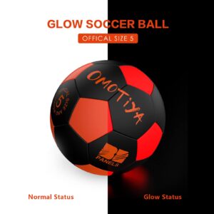 OMOTIYA LED Light Up Soccer Ball Games Toys - Glow in The Dark Soccer Balls Size 5 - Sports Gear Soccer Gifts for Boys & Girls 8-12+ Year Old - Kids, Teens Football Gift for 8 9 10 11 12 Year Old