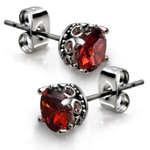 kzzenki red earrings 6mm black and red stud earrings for women vintage crown red jewelry goth earrings