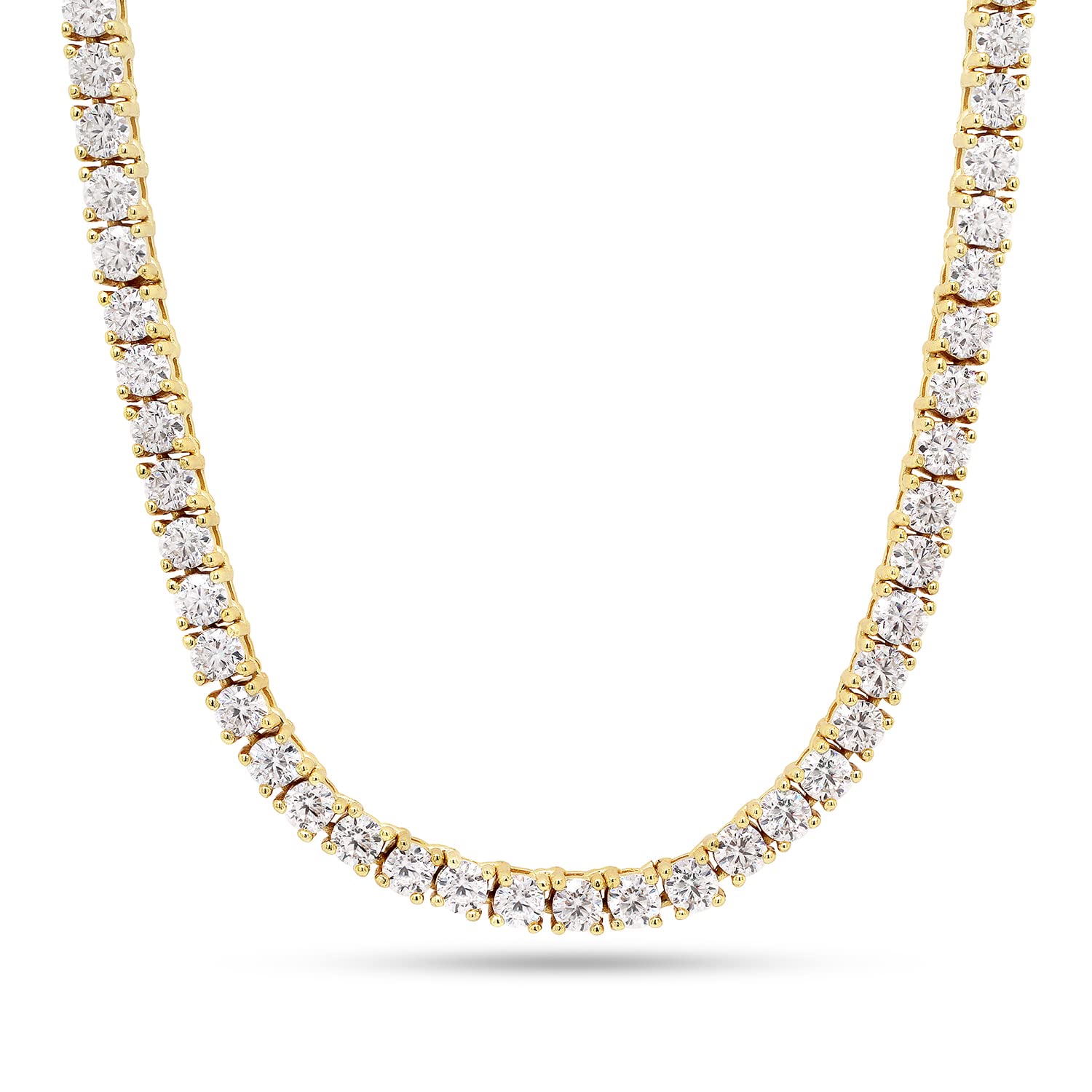 SAVEARTH DIAMONDS 3MM Round Cut Lab Created Moissanite Diamond 18" Long Chain Necklace In 14k Yellow Gold Over Sterling Silver Jewelry For Women (VVS1 Clarity, 13.70 Ct)