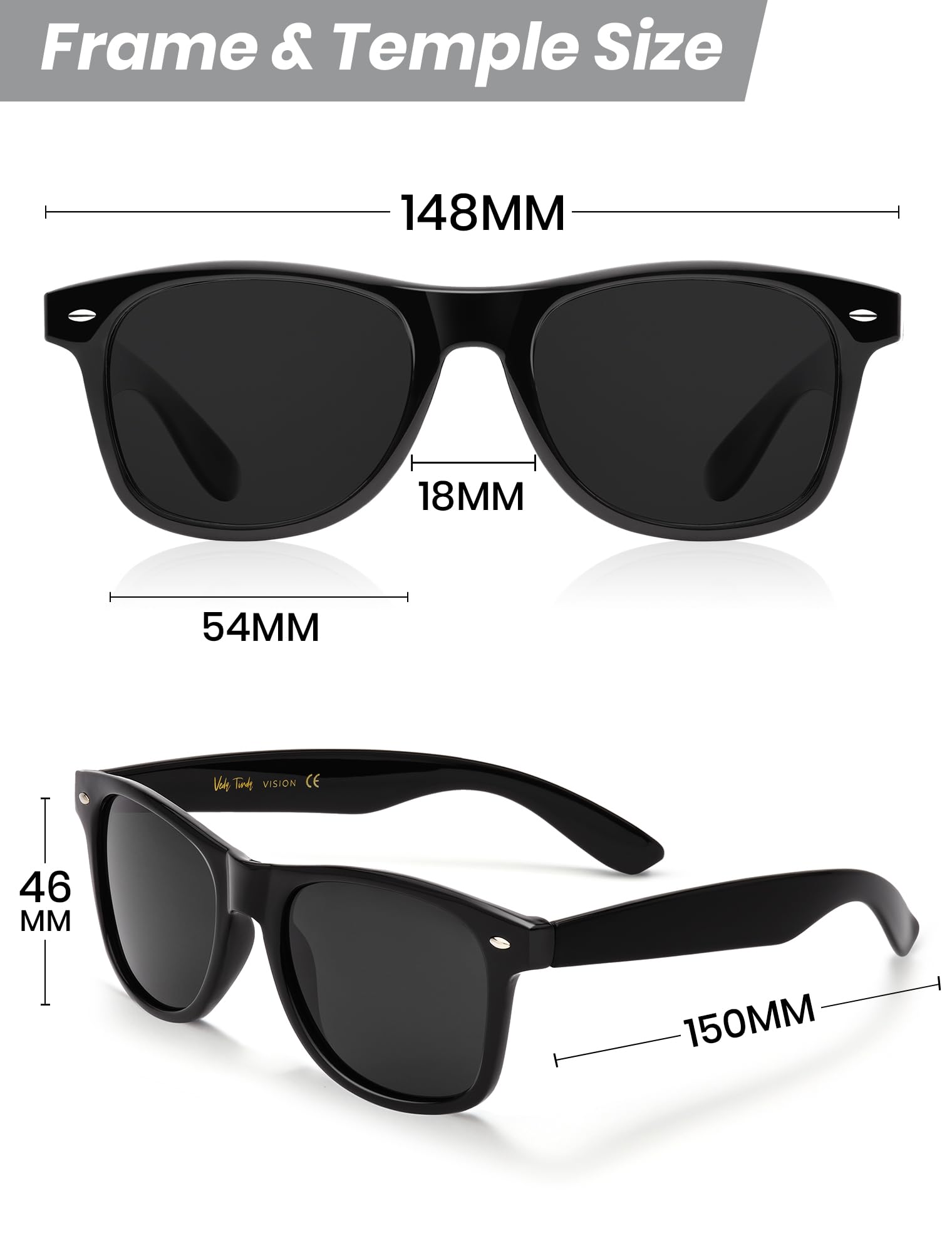 Veda Tinda Vision Oversized Square Sunglasses Trendy Retro Big Black Sunglasses for Women Polarized Men Sunglasses UV Protection