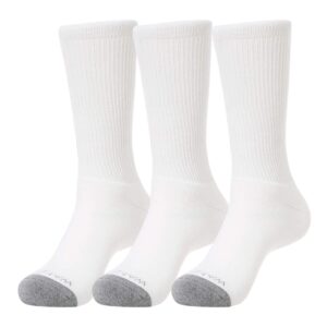 wander men's cushion crew socks 3-pack running socks men cotton athletic sport work shoes white 6-8