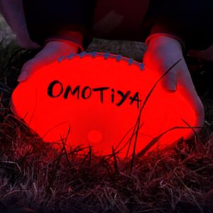 OMOTIYA LED Glow in The Dark Football, Light Up Football, Official Size 6 Football for Kids, Juniors with Pre-Installed Batteries, Pump, Orange