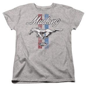 Popfunk Classic Ford Mustang Stripes Women's T Shirt, Athletic Heather, Small