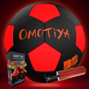 omotiya led light up soccer ball games toys - glow in the dark soccer balls size 5 - sports gear soccer gifts for boys & girls 8-12+ year old - kids, teens football gift for 8 9 10 11 12 year old