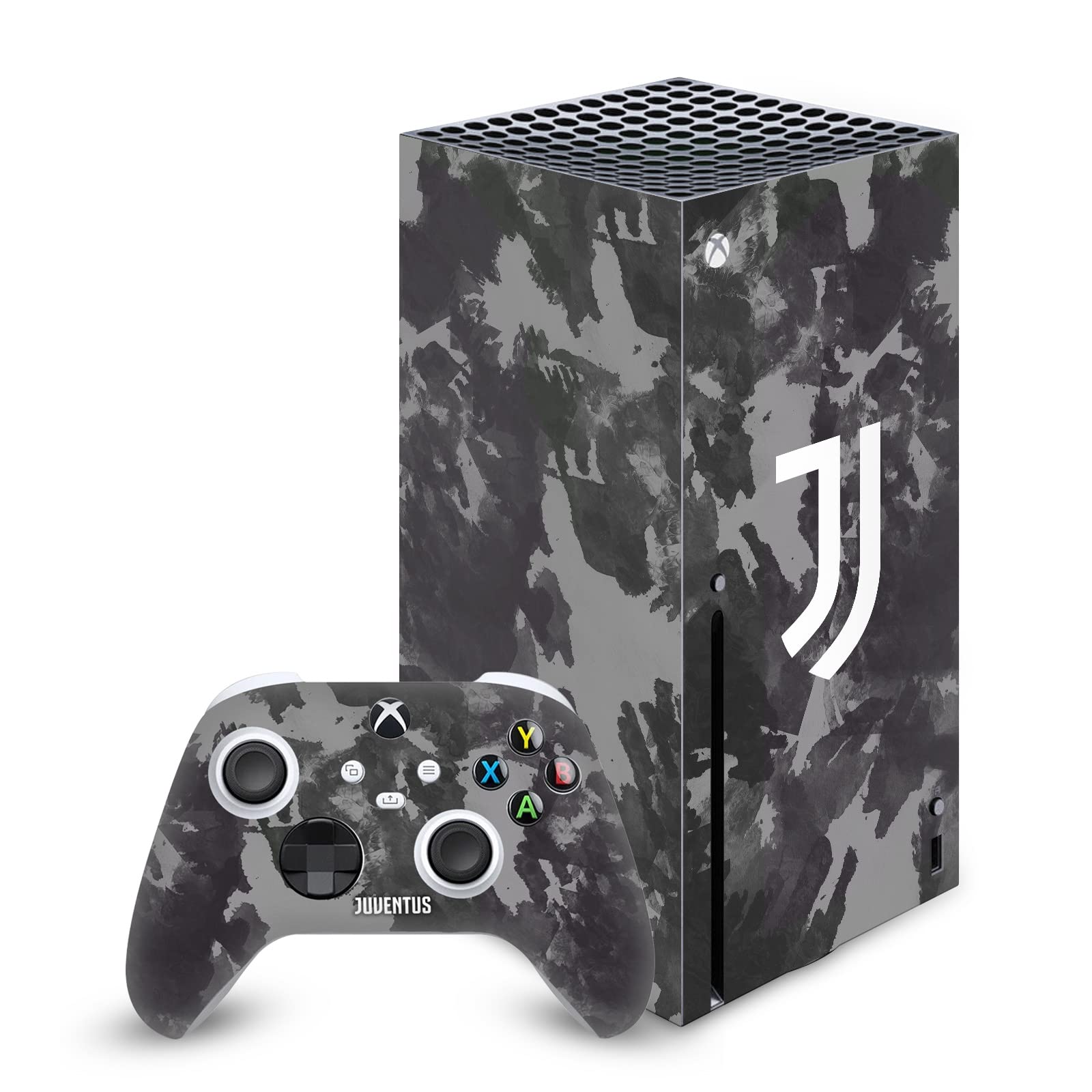 Head Case Designs Officially Licensed Juventus Football Club Monochrome Splatter Logo Art Matte Vinyl Sticker Gaming Skin Decal Cover Compatible with Xbox Series X Console and Controller Bundle