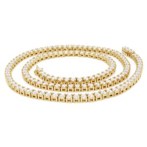 SAVEARTH DIAMONDS 3MM Round Cut Lab Created Moissanite Diamond 18" Long Chain Necklace In 14k Yellow Gold Over Sterling Silver Jewelry For Women (VVS1 Clarity, 13.70 Ct)