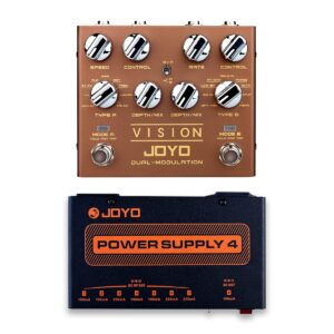 JOYO R-09 Dual Channel Modulation Multi Effects Pedal Bundle with JP-04 Isolated 9V 12V 18V Guitar Effect Pedal Power Supply