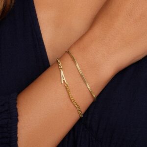 gorjana Women's Venice Mini Bracelet, 18k Gold Plated, Herringbone Adjustable Chain