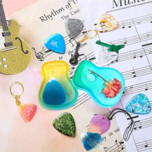 3Pcs Guitar Pick Resin Molds Guitar Triangle Plectrum Silicone Molds for Resin Casting Guitar Pick Case Mold Guitar Pendant Epoxy Molds for Musical Accessories Keychain