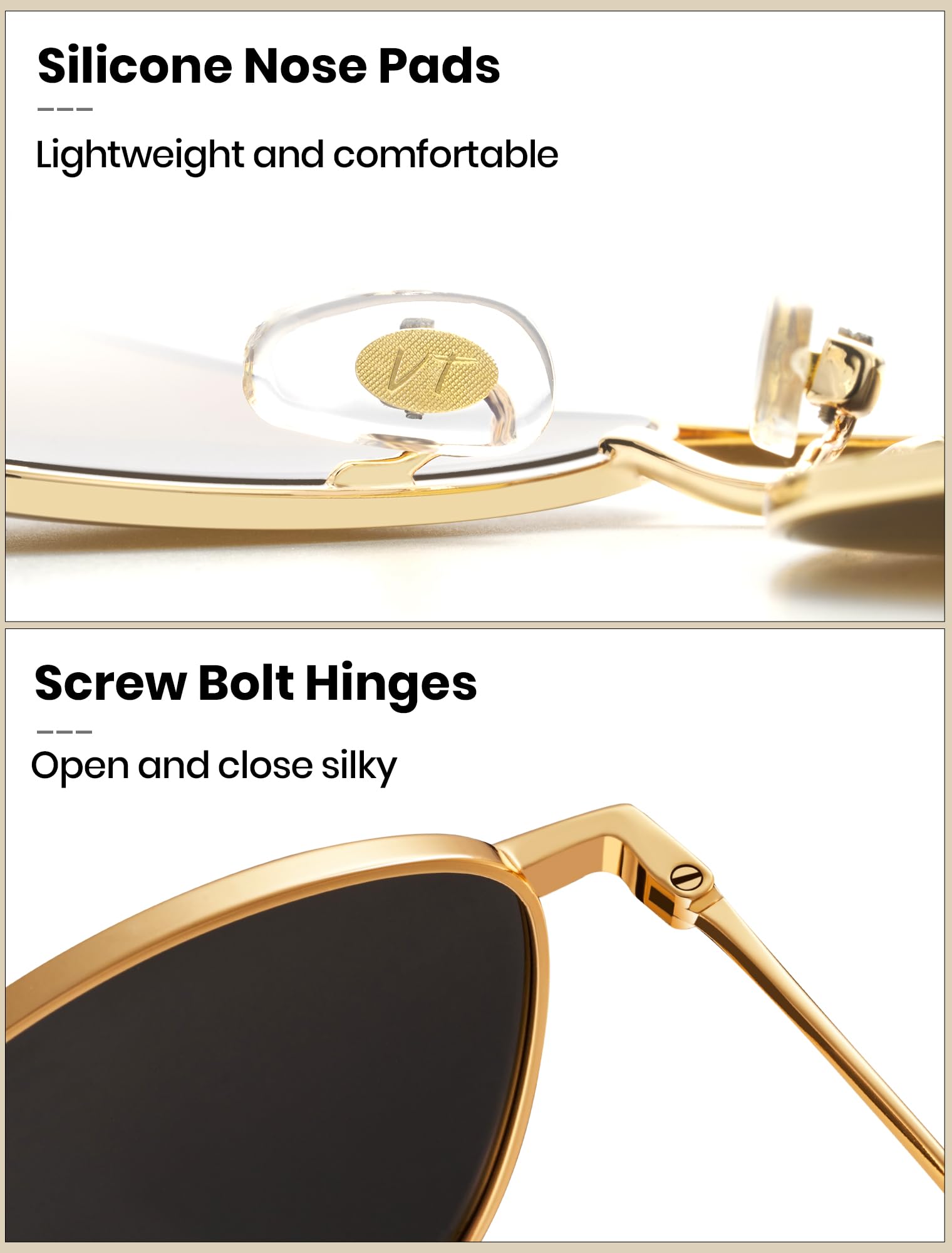 Veda Tinda Vision Sunglasses Women and Men Trendy Retro Square Black TAC Gold Frame Polarized UV400 Protection C09S01