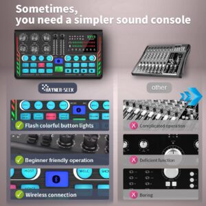 Hayner-Seek Podcast Equipment Bundle for 2, DJ Mixer with 3.5mm Diaphragm Condenser Microphone for Live Streaming, Podcast Recording,Gaming, Youtube, TikTok, PC, Smartphone