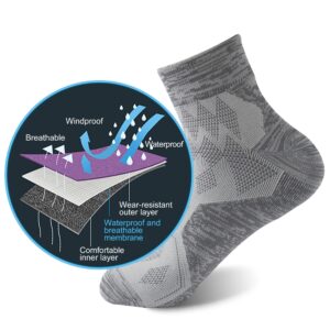 RANDY SUN Waterproof Ankle Socks, Womens Men Thin Breathable Winter Golf Rain Gear Biking Kayaking Boating Sport Socks for Ladies 1 Pair (Gray, Small)