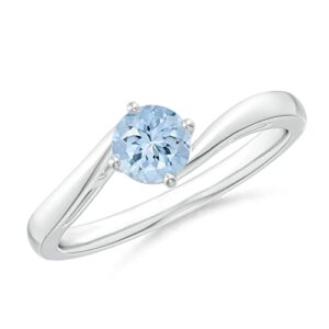 CARILLON Stackable Round 0.50 Ctw Aquamarine Gemstone 925 Sterling Silver Women Wedding Ring (Sterling Silver, 5.5)