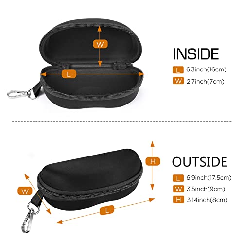 MoKo Storage Case for Safety Sunglasses, EVA Semi Hard Shell Sunglasses Case with Belt Clip, Scratch-Resistant Protective Eyeglasses Carrying Case, Black