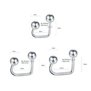 Xpircn 16G Stainless Steel Lip Monroe Medusa Stud Piercing Ball Cone Lippy Loop Labret U Shaped Lip Rings Piercing Jewelry 8mm 10mm (Silver)