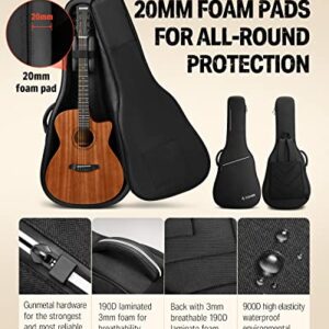 Donner Acoustic Guitar Beginner Full Size 41 Inch Soild Mahogany Top Cutaway Grand Auditorium Adult Starter Bundle Kit with Gig Bag Strap Tuner Capo Pickguard String 4 Picks Cloth Right Hand BLACK