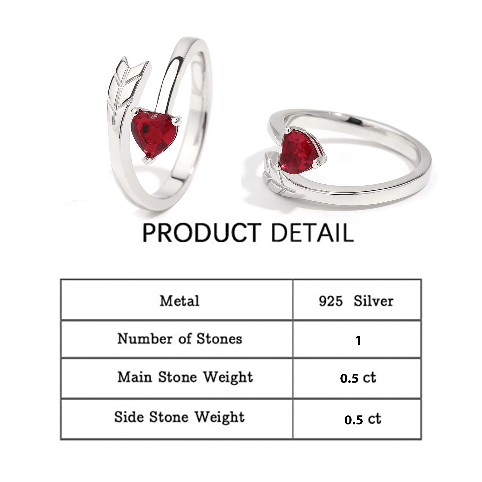 Jeulia Sterling Silver Couple Band for His and Her Heart Cut Matching Anniversary Wedding Garnet Red Diamond rings Engraving Jewelry Set Valentine Mother's Day with Gift Box (Women's Band, 10)