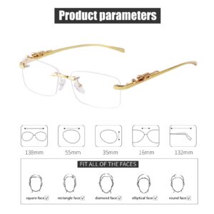 JUDOO Fashion Rimless Rectangle Sunglasses for Women Men Trendy Tinted Lens Frameless Shades UV400 Protection Lens