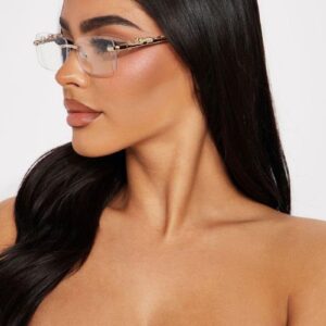 JUDOO Fashion Rimless Rectangle Sunglasses for Women Men Trendy Tinted Lens Frameless Shades UV400 Protection Lens