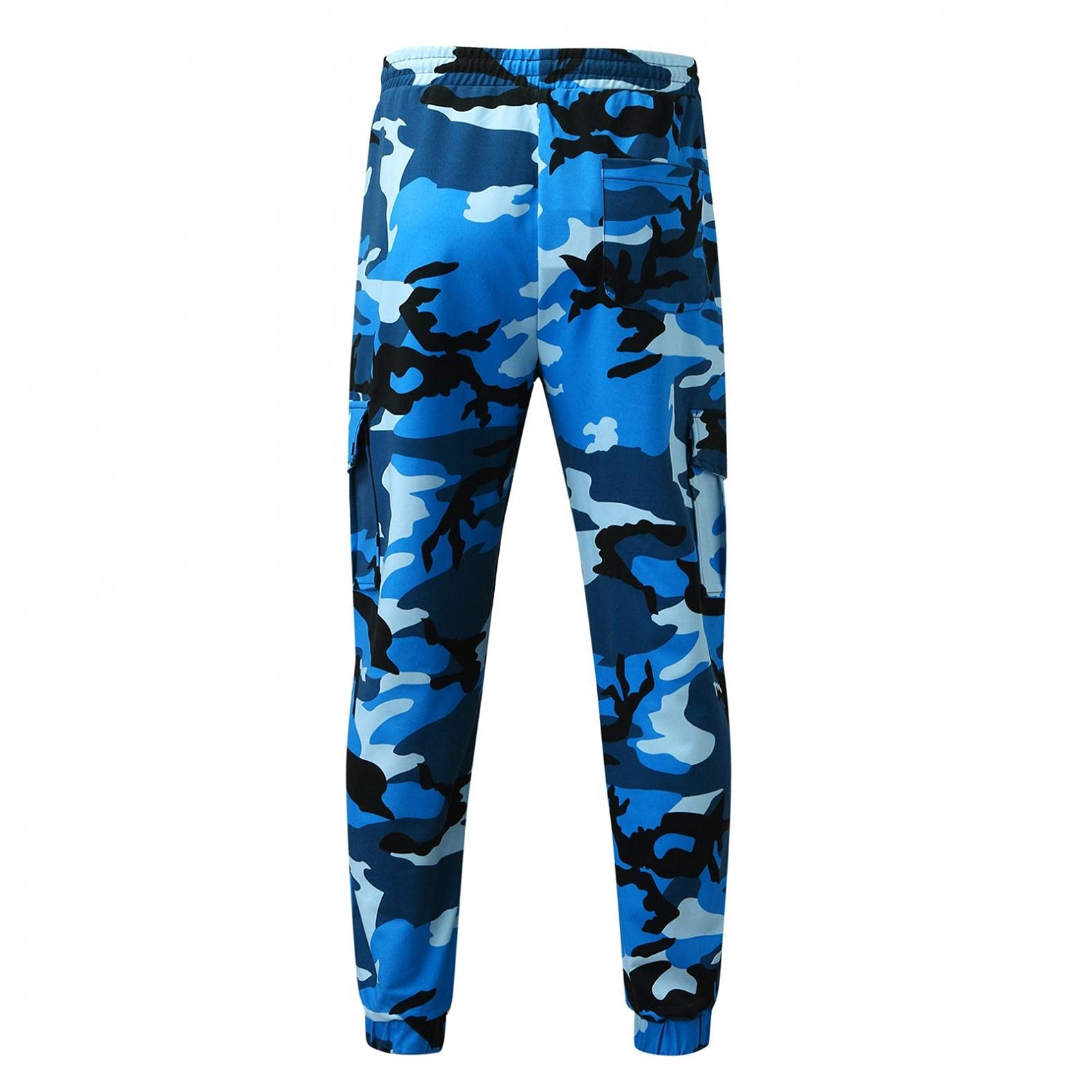 CHSWVUKQ Men's Casual Camouflage Cargo Jogging Elastic Mid-Waist Military Army Camo Combat Work Sweatpants with Pockets