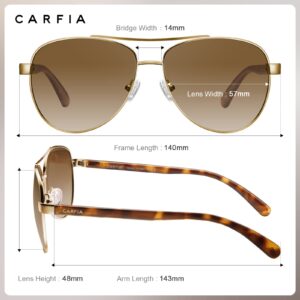 CARFIA Retro Trendy Pilot Sunglasses for Women Polarized UV Protection, Lightweight Outdoor Driving Lady Sunnies Metal Frame