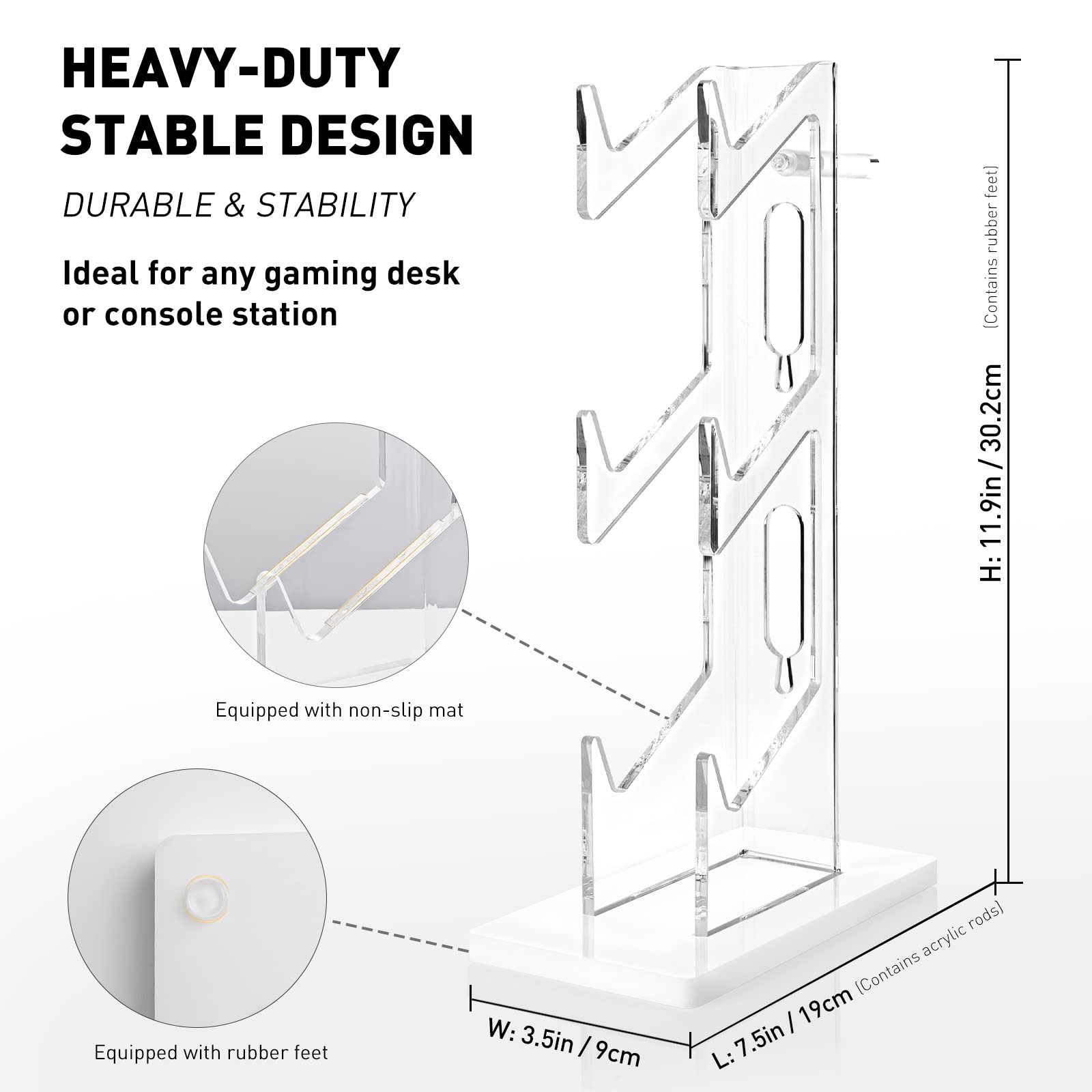 OAPRIRE Universal 3 Tier Controller Holder and Headset Stand for PS5 PS4 XBOX ONE SWITCH STEAM, Controller Stand Gaming Accessories, Build Your Game Fortresses (White)