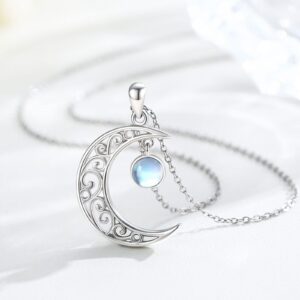 Midir&Etain Moon Necklace 925 Sterling Silver Moon Stone Necklace Celtic Knot Moon Pendant Moon Jewelry Gift Women