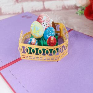 Lveofielygi Easter Pop Up Cards - 3D Greeting Card Funny for Kids,Bunny, Eggs Mountain, Inside