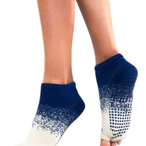 Tucketts Anklet Toeless Non-Slip Grip Socks - Anti Skid Yoga, Barre, Pilates, Home & Leisure, Pedicure - L/XL - 1 pair Blue Effervescent Large