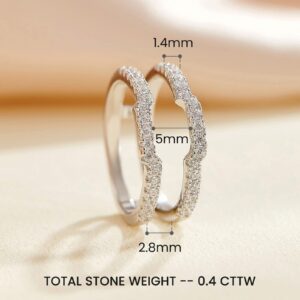 Blongme Cubic Zirconia Curved Wedding Band for Women Guard Ring Enhancers Engagement Ring 925 Sterling Silver Size 7