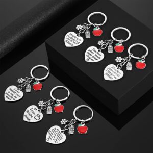 Kigeli 16 Pieces Teacher Appreciation Gift Teacher Keychain Heart Shape Pendant Key Chain Graduation Back to School Christmas Thank You Gift for Teacher