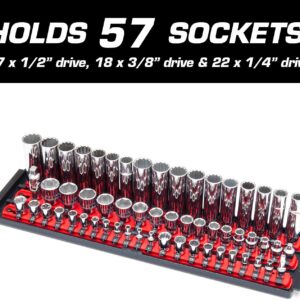 Ernst Socket Boss: A Premium 3-Rail Multi-Drive Socket Organizer in Red (8450), Measuring 19-Inches for Comprehensive Tool Storage - Socket Organization Tray