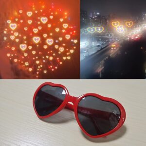 2 Pack Heart Shaped Diffraction Glasses for Women, Heart Effect Sunglasses are Perfect for Valentines Day Accessories, Rave Party, Wedding Party, Musical Evening, Fireworks Shows.