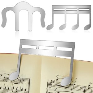 2 Pcs Metal Music Book Clip and Page Holder, Silver Book Clip for Reading, Piano Sheet Music Holders Sheet Music Holders for Piano, Keyboard, Stands, and Books