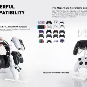 OAPRIRE Universal 3 Tier Controller Holder and Headset Stand for PS5 PS4 XBOX ONE SWITCH STEAM, Controller Stand Gaming Accessories, Build Your Game Fortresses (White)