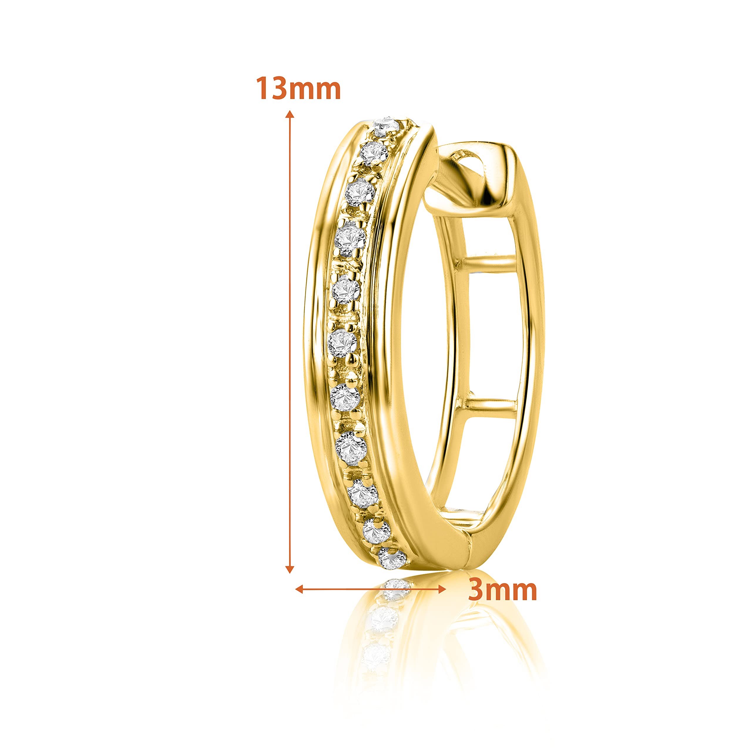 Orovi 0.07 Carat Diamond Hoop Earrings for Women - 14K Yellow Gold Earrings for Women - Elegant Timeless Womens Earrings Set - Small Hoop Earrings for Women - Jewelry for Women