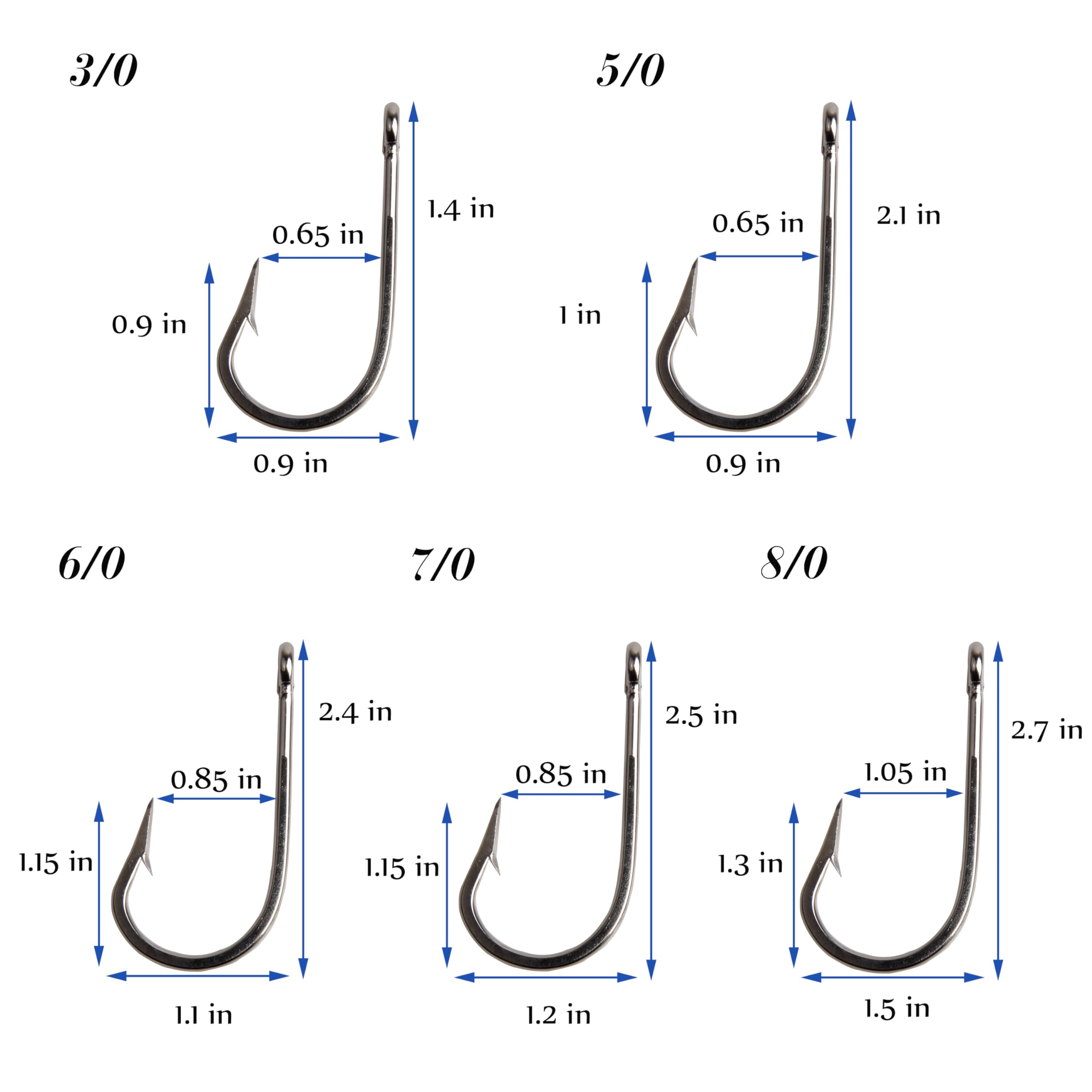 Saltwater Fishing Hooks Southern Tuna Hooks, 15pcs Big Game Hooks Trolling Hooks Stainless Steel Fishing Hooks Forged Extra 6X Strong Circle Hooks Ultra Sharp Knife Point Hooks