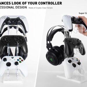 OAPRIRE Universal 3 Tier Controller Holder and Headset Stand for PS5 PS4 XBOX ONE SWITCH STEAM, Controller Stand Gaming Accessories, Build Your Game Fortresses (White)