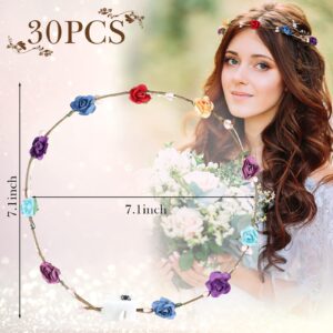 70 Pcs LED Flower Crown LED Flower Wreath Headband Light up Headband LED Hair Accessories Crown Luminous Head Band Crown LED Tiara Glow Floral Headpiece Flower Headdress for Women Girls Wedding Party